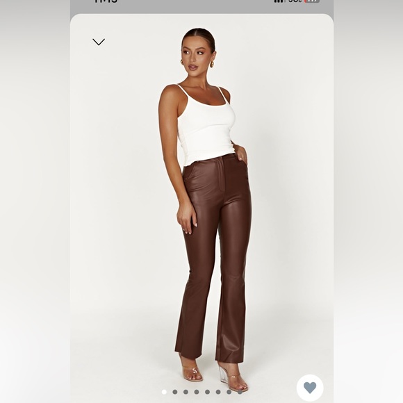 MESHKI  TYRA chocolate brown leather pants - Picture 1 of 2